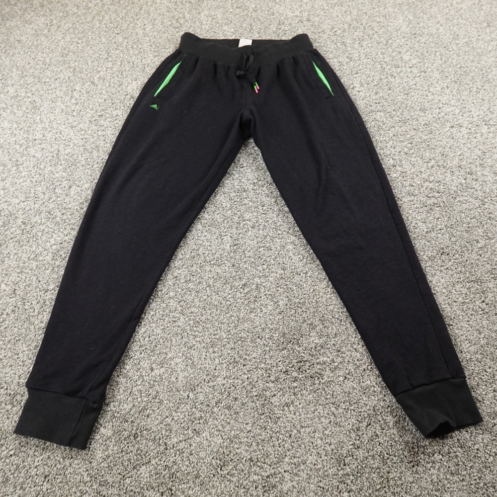 Adidas Pants Mens M Black Track Warm Up Drawstring Jogger Sweatpants Gym Tapered